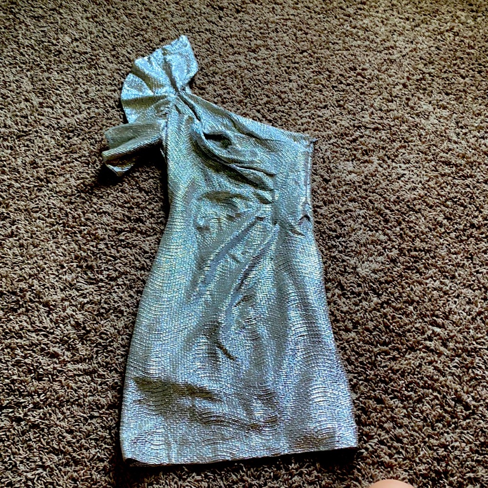 Silver off the shoulder dress